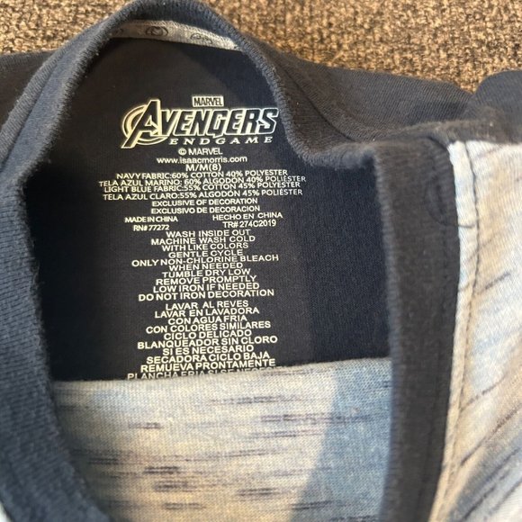 Marvel Avengers End Game Size Medium 8/10 Boys T-Shirt Short Sleeve Grey Black - Picture 4 of 6